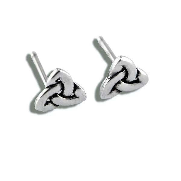 Simple Triquetra Post Earrings in Silver