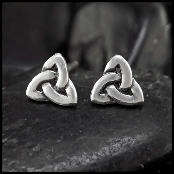 Simple Triquetra Post Earrings in Silver