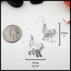 Silver cat-shaped earrings with measurements ( 25mm or 1" Tall and 19mm or 12/16") on a white background