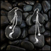 Sterling Silver crescent moon chained drop earrings with onyx and howlite beads