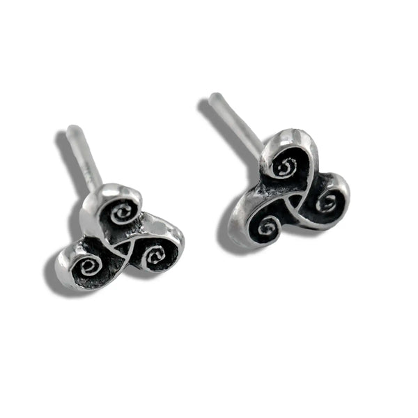 Triskele Post Earrings in Silver