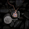 Rose gold Trinity Knot Heart pendant set with 4mm Opal.
Measures at 19mm x 15mm