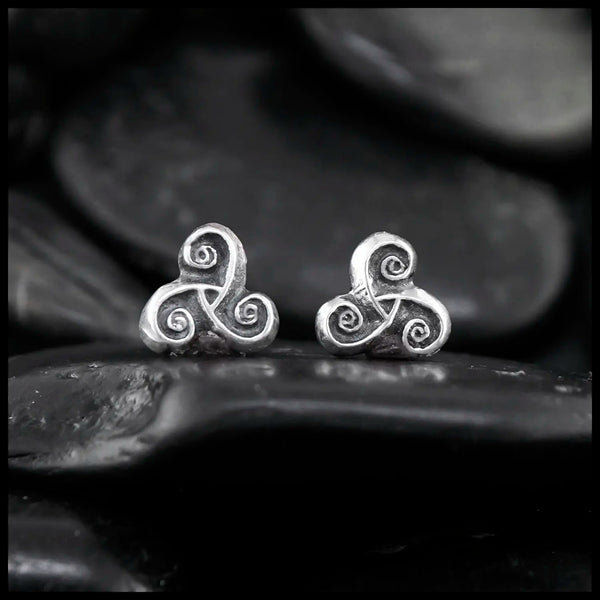 Triskele Post Earrings in Silver