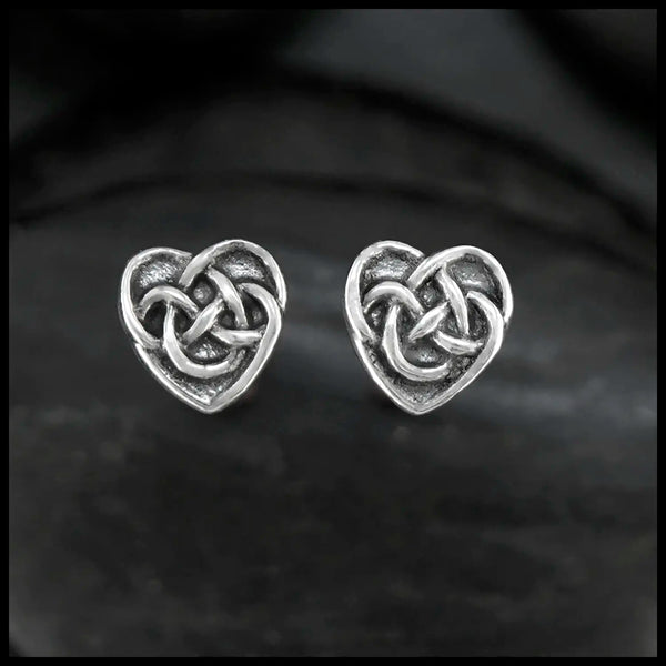 Robin's Heart Post Earrings in Sterling Silver