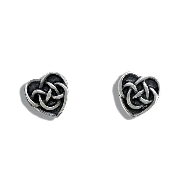 Robin's Heart Post Earrings in Sterling Silver