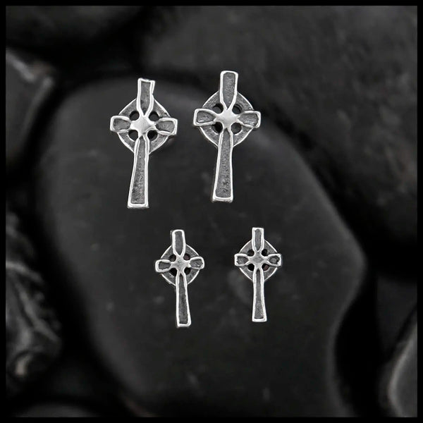 Celtic Cross Post Earrings in Silver