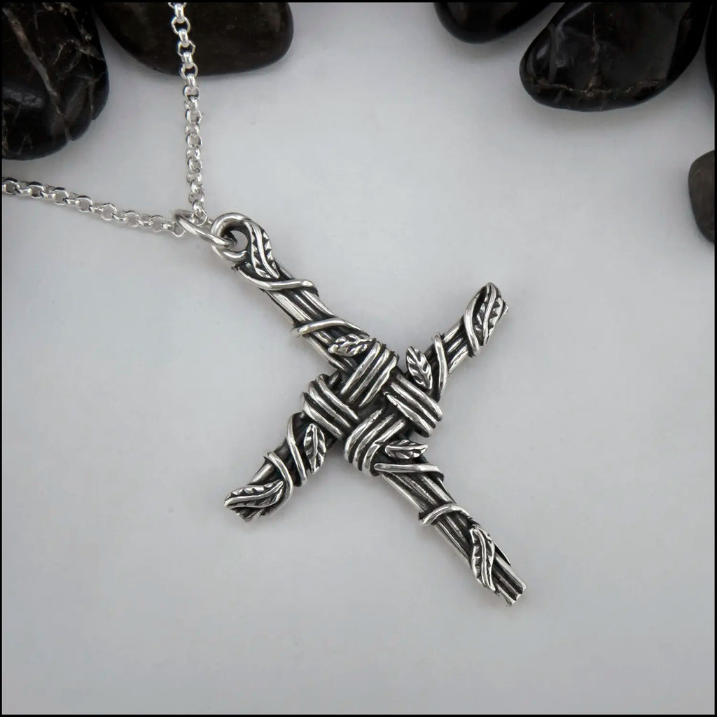 Saint Brigid's Ivy Cross in Sterling Silver- Extra Large