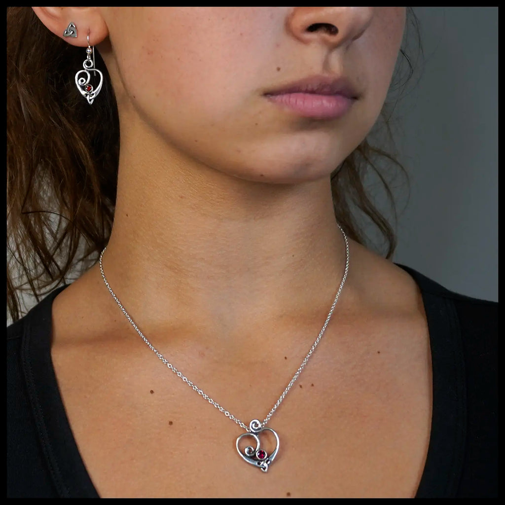 Anna's Heart Pendant with Garnet