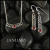 January Birthstone Celtic Love Knot Necklace and Earring Set in Silver