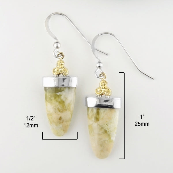 1 inch by 1/2 inch Connemara Marble Drop Earrings