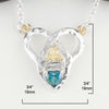 3/4 by 3/4 inch Trinity Knot and Heart Shaped Evergreen Topaz Necklace