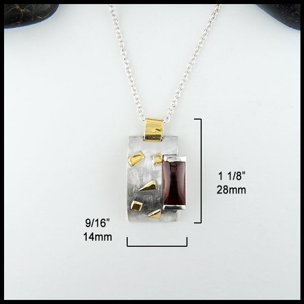1 1/8 by 9/16 inches Custom Garnet in Sterling Silver Pendant