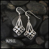 April Birthstone Celtic Trinity Star Earrings in Silver