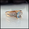Aquamarine and Diamond ring in rose and white gold