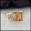 Imperial Topaz custom frame ring in 14K Yellow and White gold