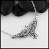 Sterling Silver celtic knot Raven pendant on attached cable chain.