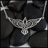 Sterling Silver celtic knot Raven pendant on attached cable chain.