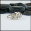 Profile view of Ceylon Sapphire and Tsavorite Starlight Ring. 