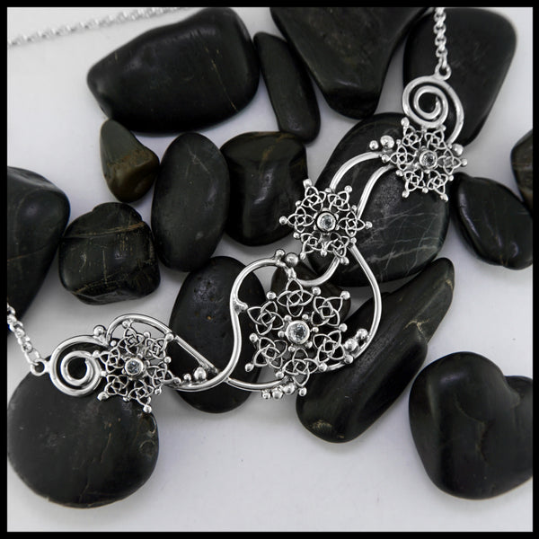 blue topaz snowflake pendant 