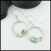 Blue Tourmaline Earrings in Sterling Silver and 18K Yellow Gold