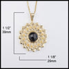 Pendant measures 1 1/2" by 1 1/8".