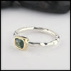 Sterling Silver and 18K yellow gold ring set with a Rose Cut Green Tourmaline.
