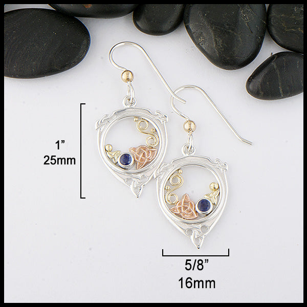 Drop earrings measure 1" by 5/8". 