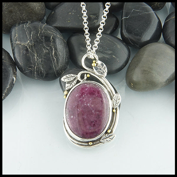 Custom Ruby Cabochon Pendant 