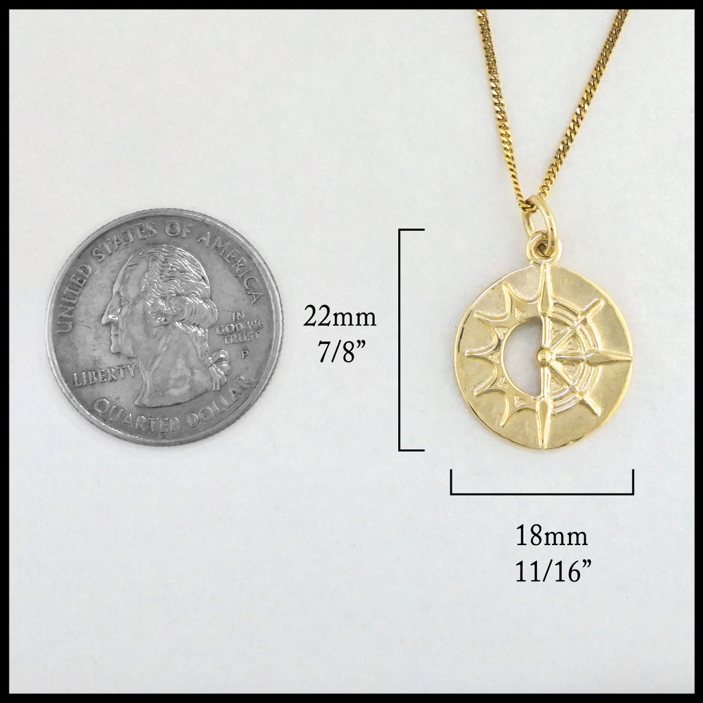 Gold Sun Compass 22mm Long by 18mm wide