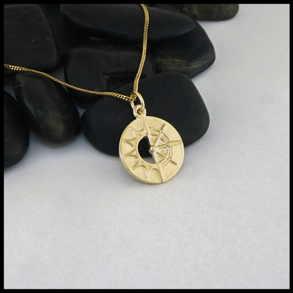 Sun Compass Pendant in Gold