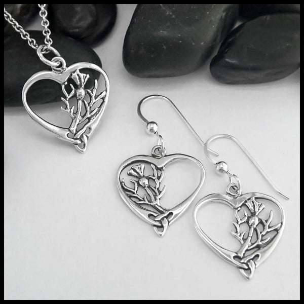 Scottish Thistle Pendant and Earring Set