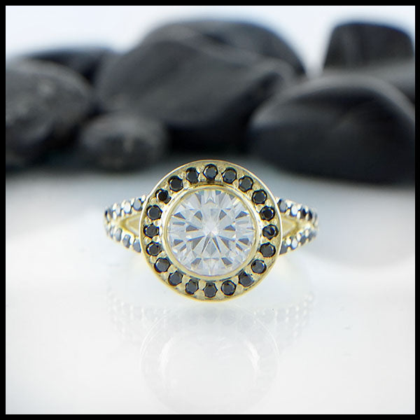 Moissanite Halo Ring by Walker Metalsmiths