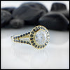 Black Diamond Halo Moissanite Ring