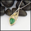 Custom Ivy pendant in 14K White gold and 18K yellow gold with Tsavorite