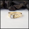 Shamrock ring with Princess cut diamond in gold
