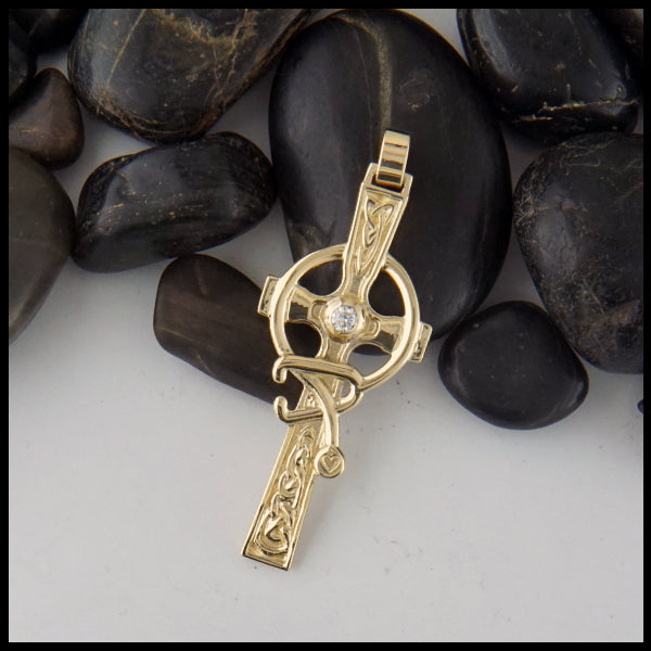 Gold Nurses Cross with Diamond