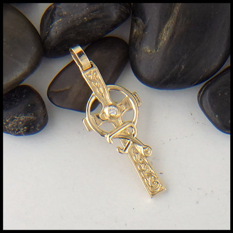 Small Gold Nurses Cross with Diamond