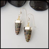 Bloodstone Earrings with 14K Yellow Trinity