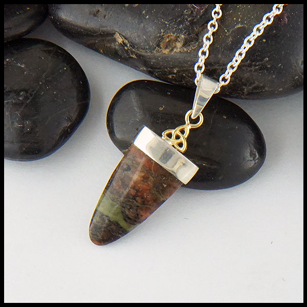 Custom Bloodstone Pendant in Sterling Silver and 14K Yellow Gold