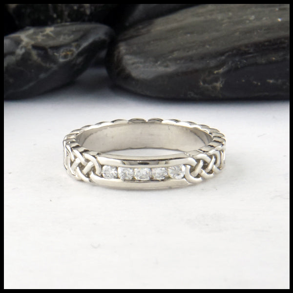 Josephine's Knot Anniversary Band in 14K White Gold with Diamonds