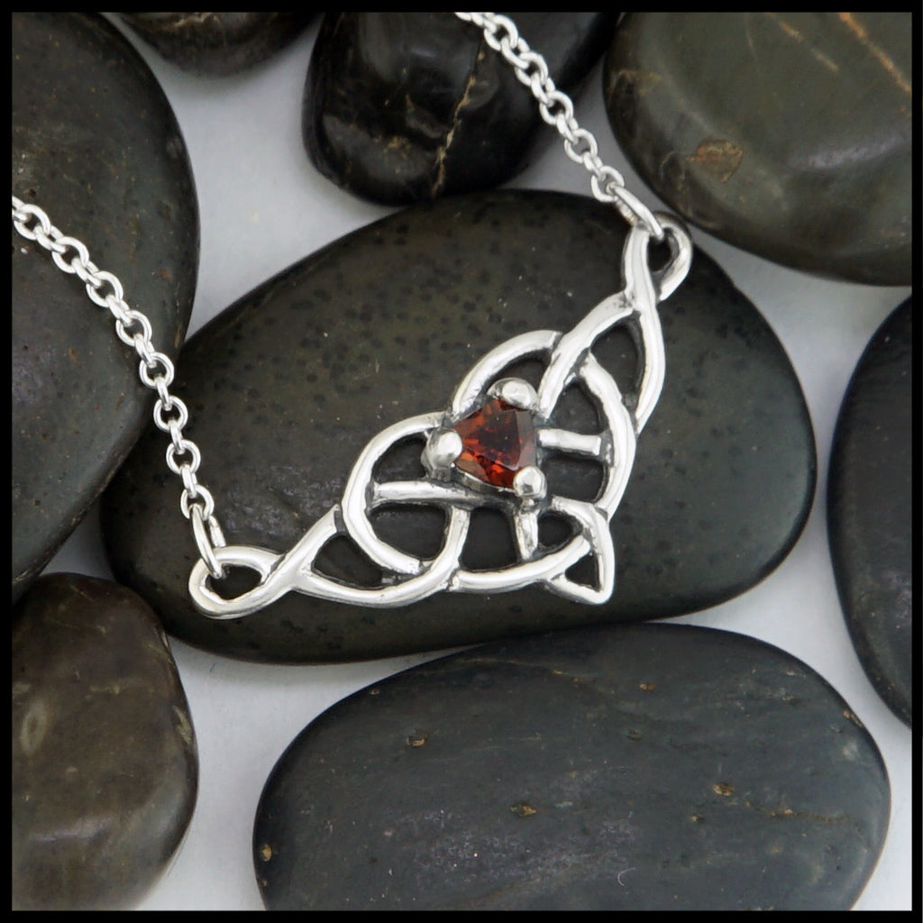 heart knot with garnet