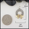 Josephine's Knot Celtic Wreath with Holly in Sterling Silver, 14K Rose Gold, and 18K Yellow Gold measures 1" by 3/4"