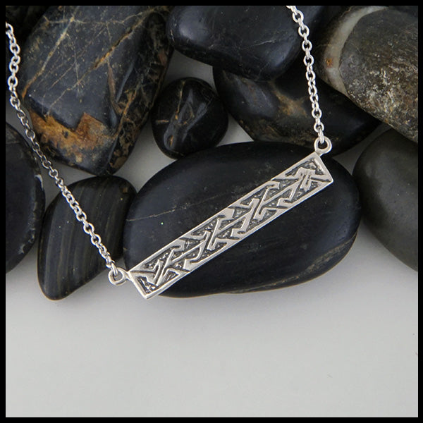Key Pattern Bar Necklace in sterling silver