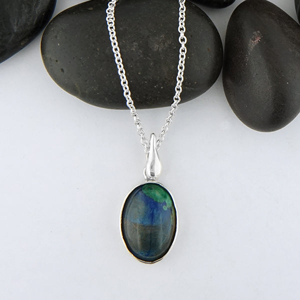 Custom Azurite drip pendant
