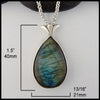 Labradorite cattail pendant measures 1 1/2" by 13/16"