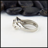 Profile view of Custom Blue Sapphire ring in 14K White gold