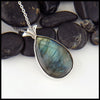 Labradorite Cattail Pendant in sterling silver