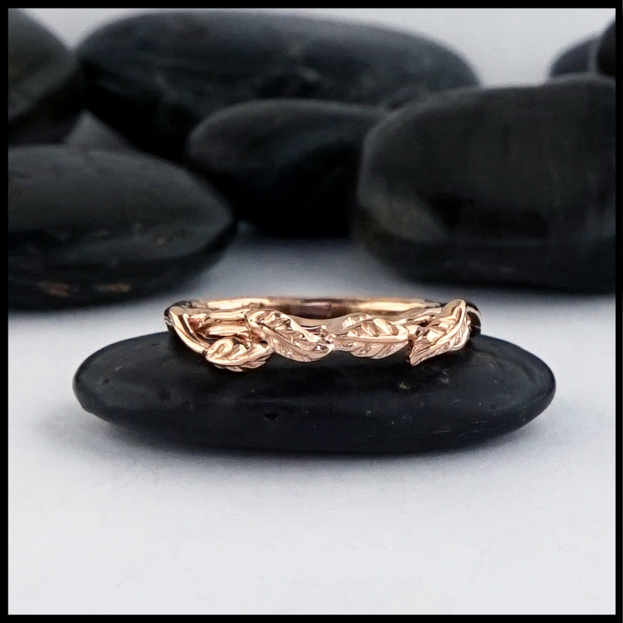 leaf and vine ring in rose gold 