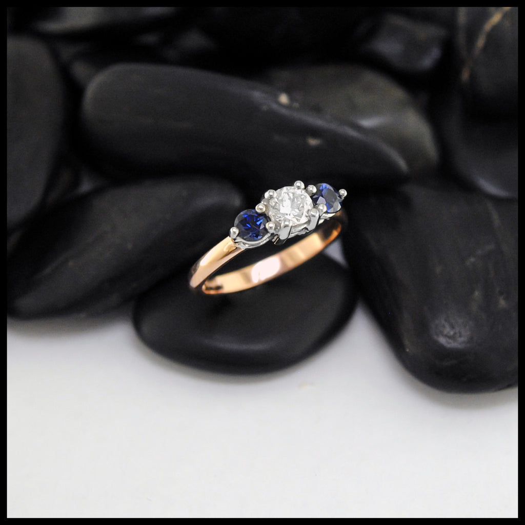 Rose Gold Diamond and Sapphire Ring