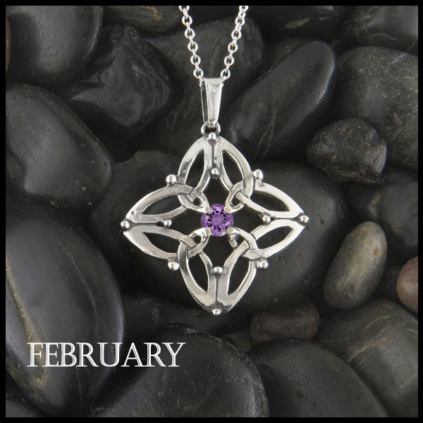 February Birthstone Celtic Trinity Star Pendant
